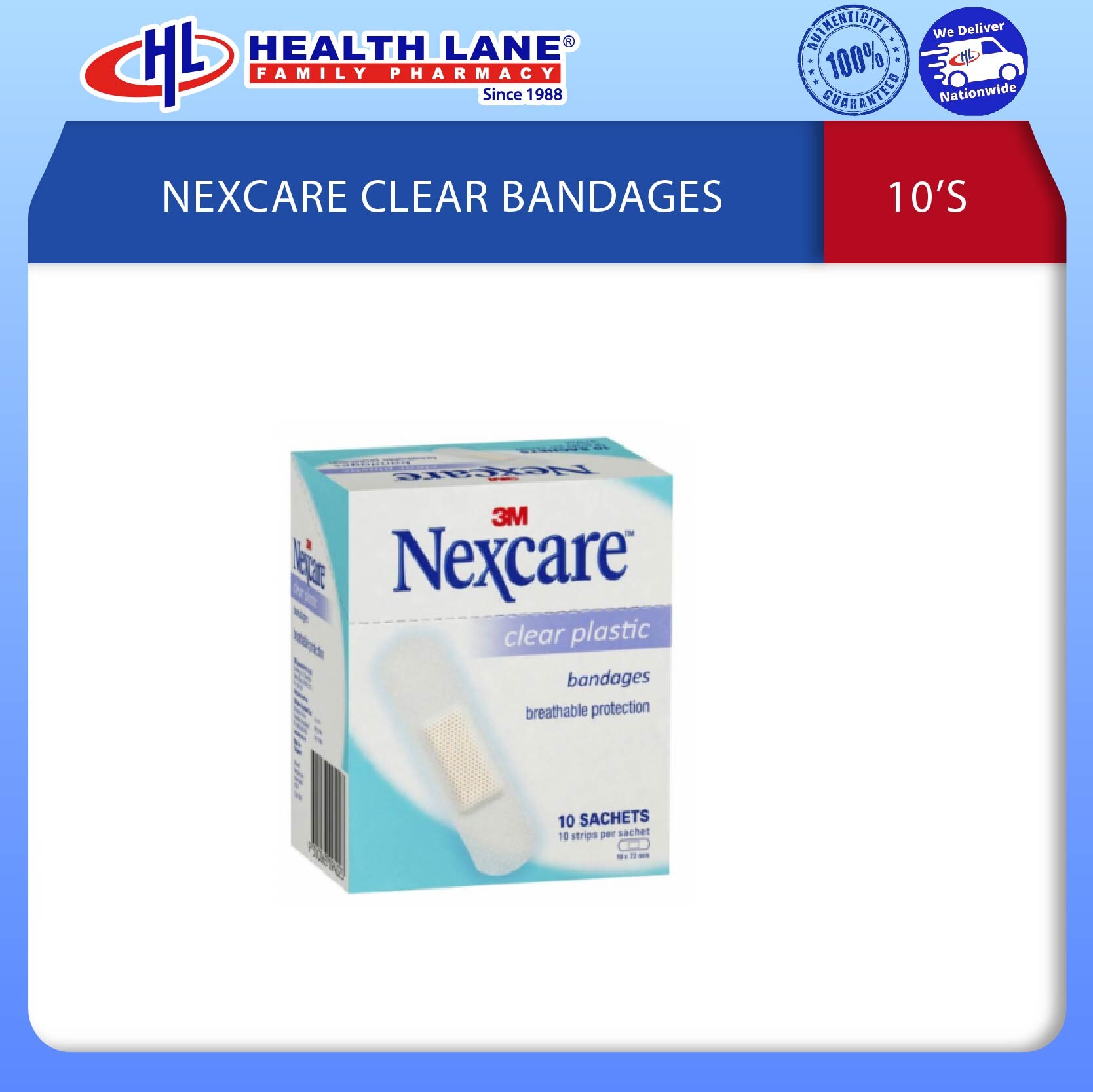 NEXCARE CLEAR BANDAGES 10'S